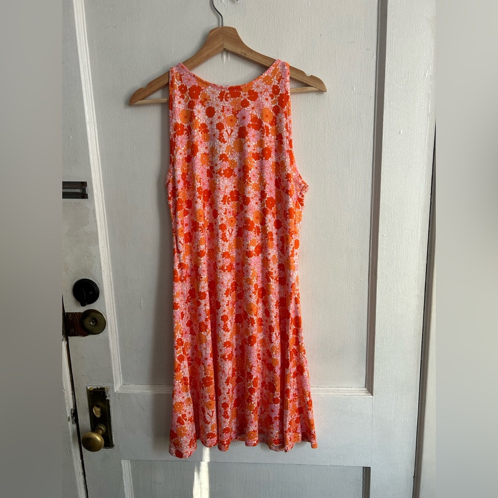 Floral Sleeveless Dress - Pink and Orange